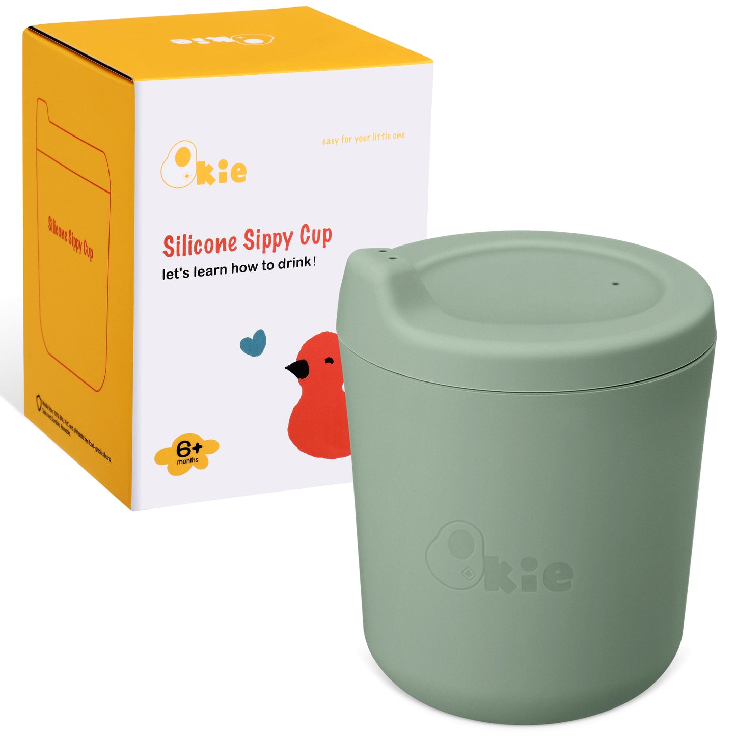 Qkie Sippy Cups for Babies Toddlers and Infants Silicone Sippy Cup - 9 Months+, 5.7 oz./170 ml