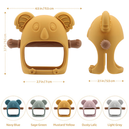 Qkie Koala Teething Toys for Babies 0-6 Months, Glue-Free Handle Baby Teething Toys for 1+ Months Infants Babies